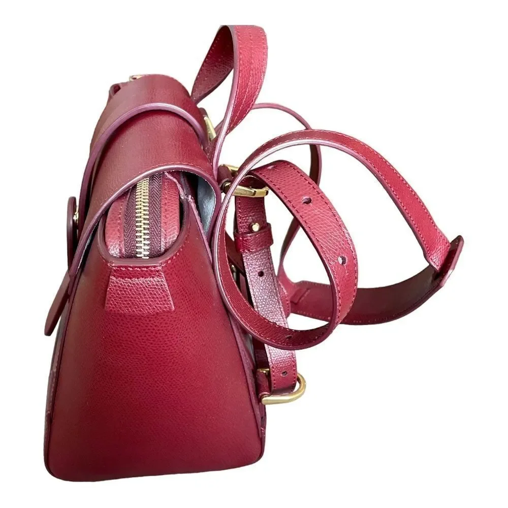 Senreve Mini Maestra Bag Chianti Leather Tote Backpack Crossbody Satchel Red